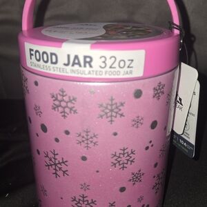 Pink Snowflake Stainless Steel Food Jar